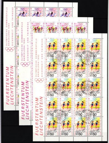 Liechtenstein 1035-1037 gestempelt Kleinbogensatz mit Ersttagsstempel #IH992