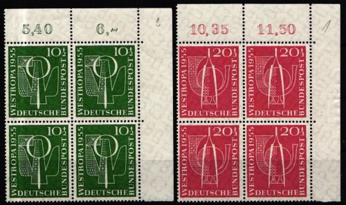 BRD Bund 217-218 postfrisch als Eckrandviererblock #IY601