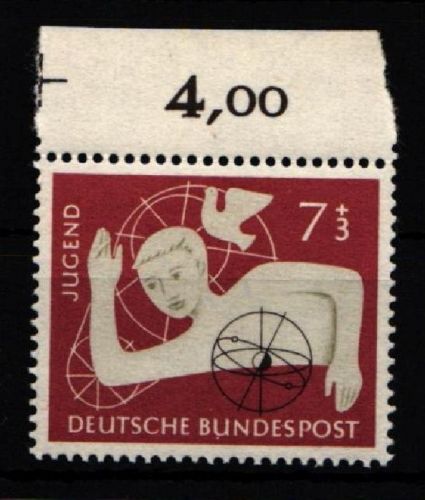 BRD Bund 233 postfrisch mit Oberrand und Teil Passerkreuz #IY651