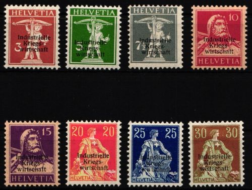 Schweiz Dienstmarken industrielle Kriegswirtschaft 1-8 I mit Falz
