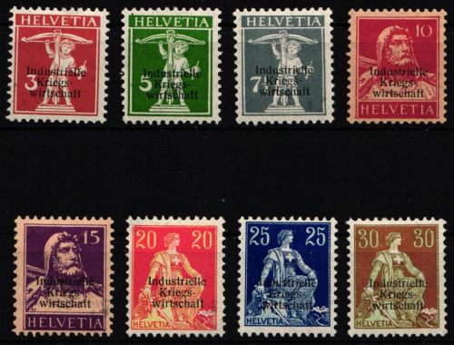 Schweiz Dienstmarken industrielle Kriegswirtschaft 1-8 I mit Falz