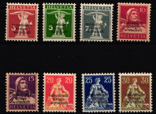 Schweiz Dienstmarken industrielle Kriegswirtschaft 1-8 I mit Falz #JB111