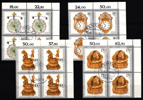 Bund 1631-1635 gestempelt als 4er Blöcke Eckrand or #JB202