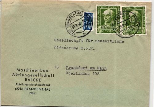 BRD Bund 118 auf Brief als Mehrfachfrankatur portogerecht #JF329