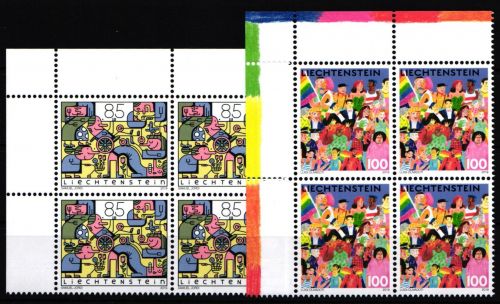 Liechtenstein 1967-1968 postfrisch als Eckrandviererblock #JE309