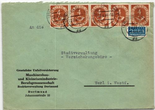 BRD Bund 124 auf Brief als Mehrfachfrankatur #JF686