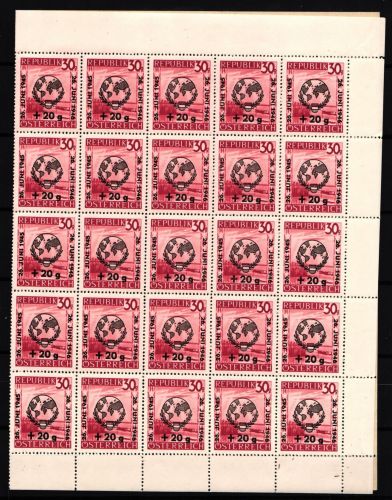 Österreich 771 postfrisch kompletter Bogen mit PLF II, X, XIX, XX #JA356
