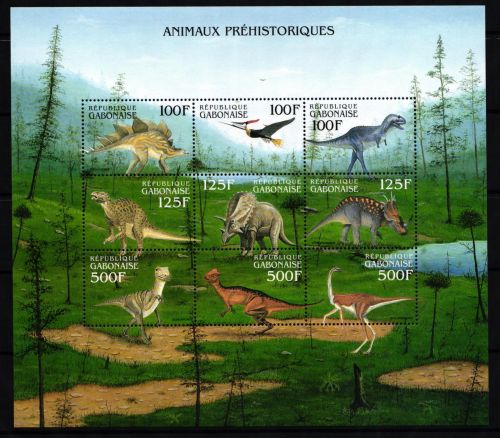 Gabun 1572-1580 postfrisch Kleinbogen / Dinosaurier #JA191