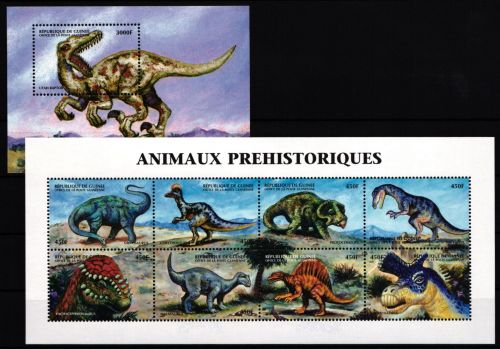 Guinea 2351-2358 und Block 584 postfrisch Kleinbogen / Dinosaurier #JA214