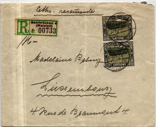 Saargebiet 101 auf Brief als Mehrfachfrankatur portogerecht #JG026