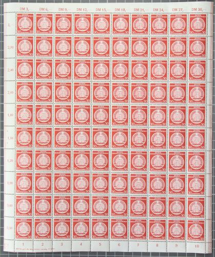 DDR Dienstmarken 11 XI postfrisch Bogen #JG074