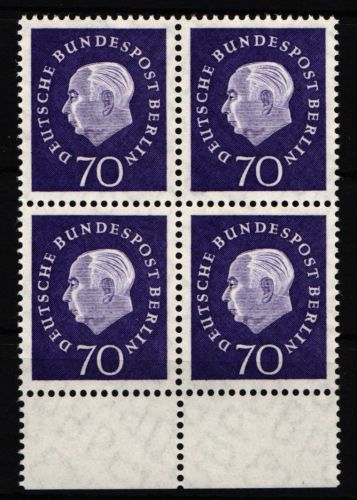 Berlin 186 postfrisch als Viererblock waagerechte Paare, gepr. Schlegel #JM679