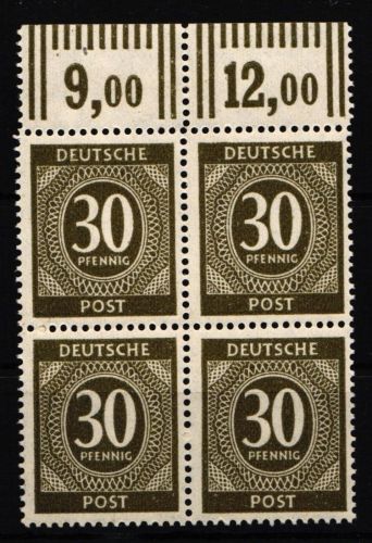 Alliierte Besetzung 928 W OR postfrisch als Viererblock ungefaltet #JM783