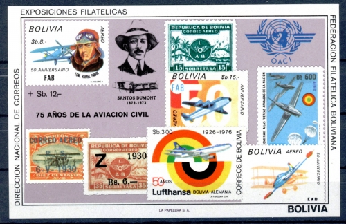 Bolivien Block 82 postfrisch Luftfahrt #GI123