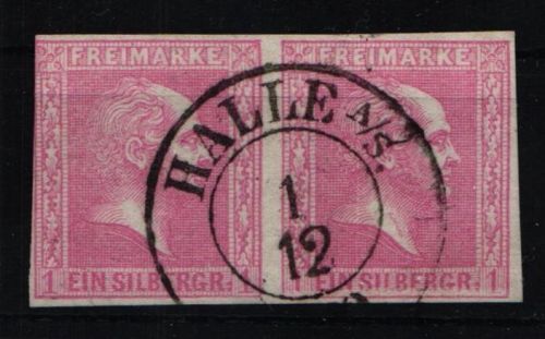 Preußen 10a gestempelt markanter Druckausfall, Befund Flemming BPP #JN760