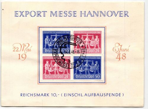 Alliierte Besetzung V Zd 1 auf Ausstellungskarte Messe Hannover #JO333