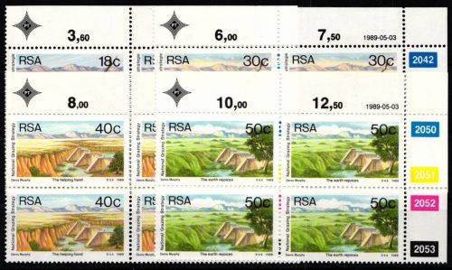 Südafrika 771-774 postfrisch als Viererblocks mit Eckrand #JO492