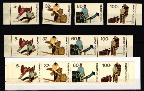 Azoren 411-414 postfrisch Vierstreifen und Markenheft 9 / Handwerk #JH566