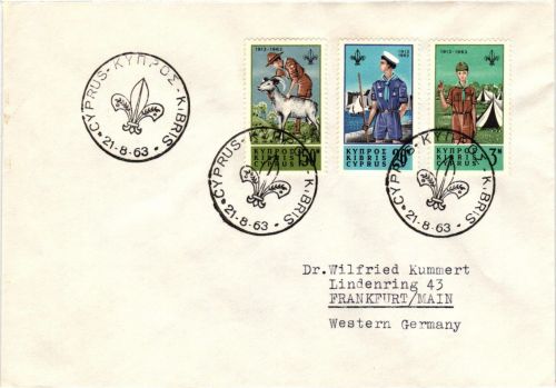 Zypern 220-222 gestempelt als FDC/ Ersttagssonderstempel #JI350