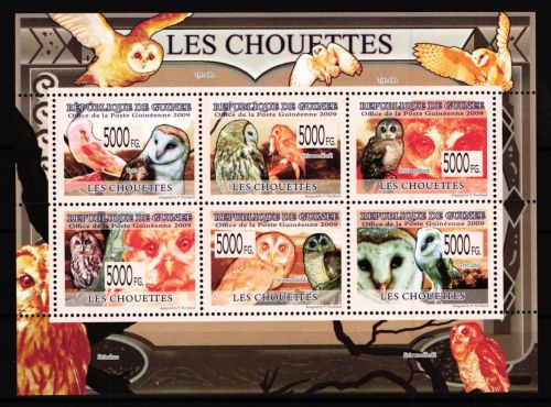 Guinea 6424-6429 postfrisch Kleinbogen / Eule #JH135