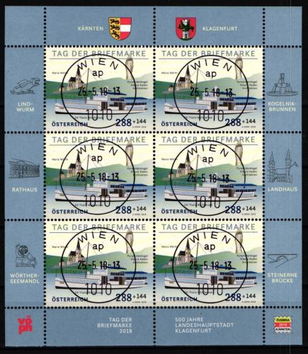 Österreich 2399 gestempelt Kleinbogen mit Ersttagsstempel / Stadt #JA849