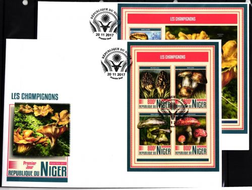 Niger 5241-5244 und Block 750 gestempelt Kleinbogen als FDC /Pilze #JA911