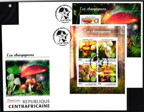 Zentralafrikanische Republik 7847-7850 und Block 1769 gestempelt als FDC #JA928
