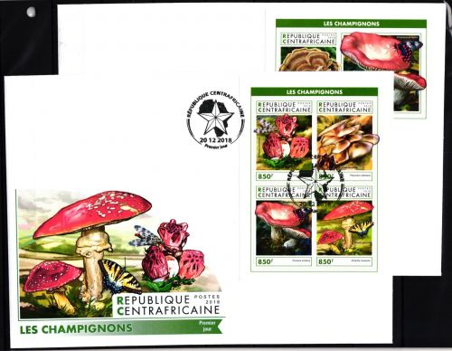 Zentralafrikanische Republik 8319-8322 und Block 1868 gestempelt als FDC #JA929