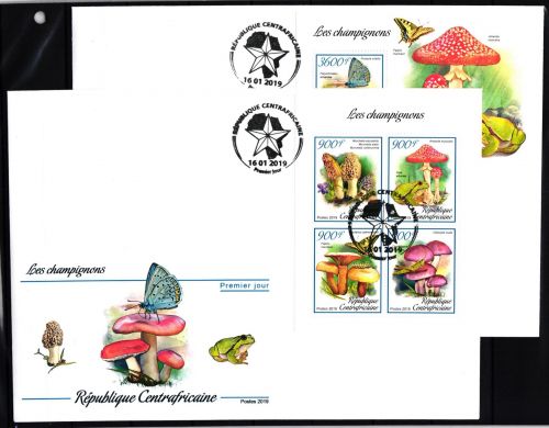 Zentralafrikanische Republik 8521-8524 und Block 1889 gestempelt als FDC #JA930