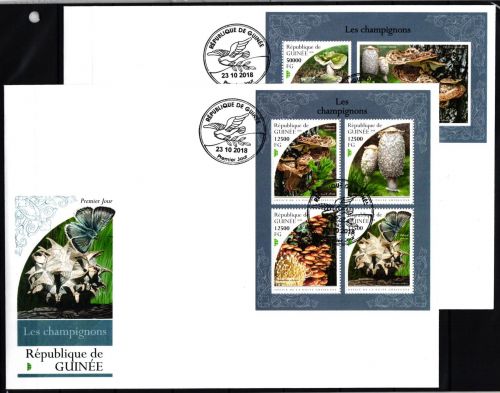 Guinea 13386-13389 und Block 2979 gestempelt Kleinbogen als FDC / Pilze #JA932