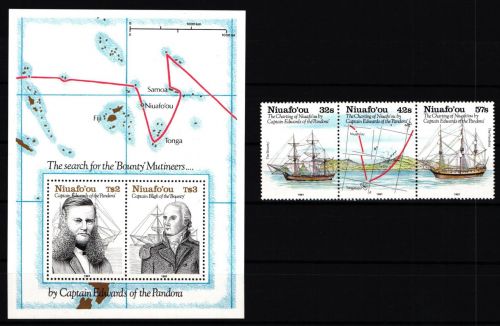Niuafo Ou Inseln 188-190 und Block 11 postfrisch Dreierstreifen / Schiffe #JH392