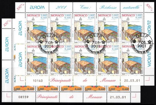 Monaco 2550-2551 gestempelt als Kleinbögen mit Ersttagsstempel, CEPT #JI254