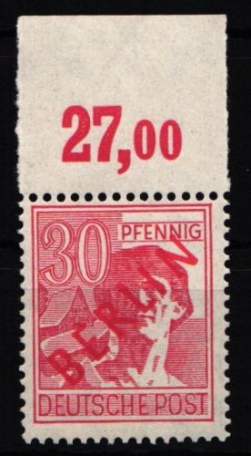 Berlin 28 P OR ndgz postfrisch vom Oberrand, geprüft Schlegel BPP #JR475