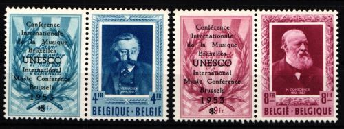 Belgien 947-948 Zf postfrisch ungefaltet mit Aufdruck Unesco auf Zf #JS648