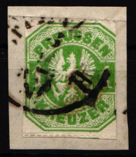 Preußen 22 gestempelt auf Briefstück, Mängel beschnitten #JT474