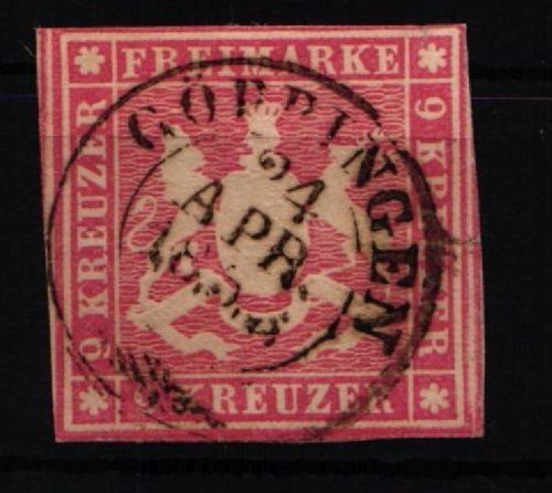 Württemberg 9a gestempelt geprüft Irtenkauf BPP #JX050