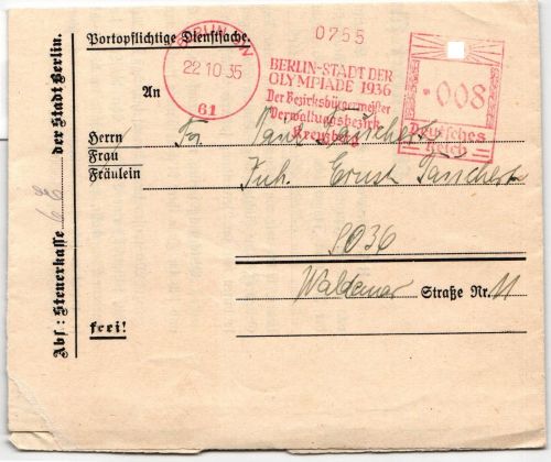 Deutsches Reich auf Postkarte Sommer Olympiade #JX336