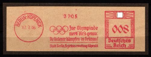 Deutsches Reich auf Briefausschnitt, Sommer Olympiade #JX356