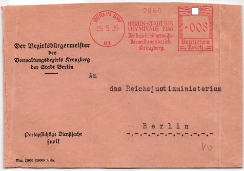Deutsches Reich auf Postkarte Sommer Olympiade #JX359