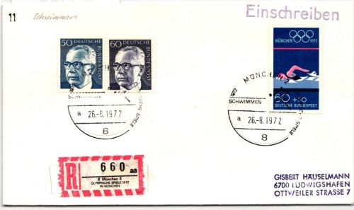 BRD Bund 640, 690, 722 auf Brief Olympiade 1972 #JX458