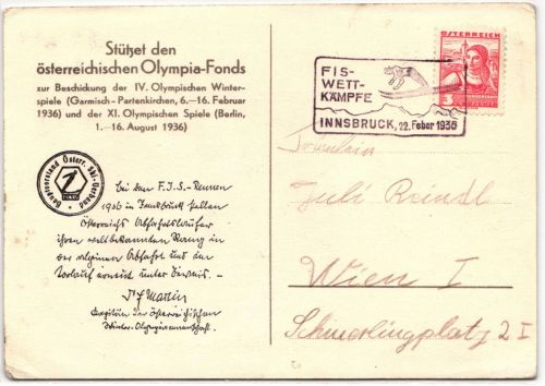 Österreich 568 auf Postkarte Olympiade #JX502