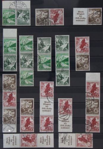 Deutsches Reich alle Zusammendrucke aus MH 45 gestempelt Winterhilfswerk #JQ767