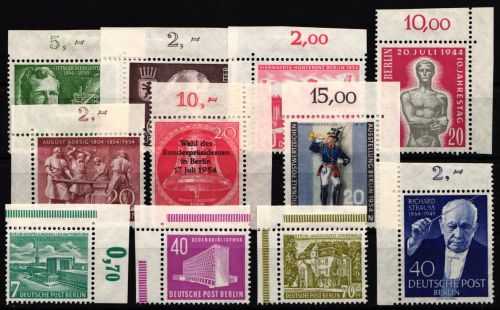 Berlin 115-125 postfrisch Jahrgang 1954, Falz am Rand #KB092