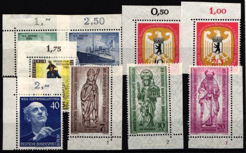 Berlin 126-134 postfrisch Jahrgang 1955, Falz am Rand #KB093