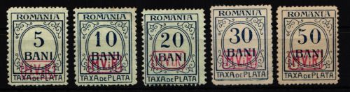Deutsche Besetzung 1. WK Rumänien Portomarken 1-5 mit Falz #KB804