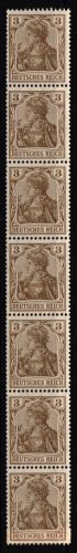 Deutsches Reich 84 postfrisch 7er Streifen mit Ansatz Rollenanfang #KB957