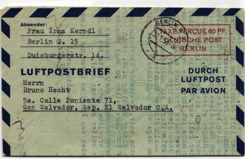 Berlin LF 2 als Ganzsache nach San Salvador gelaufen #KD202
