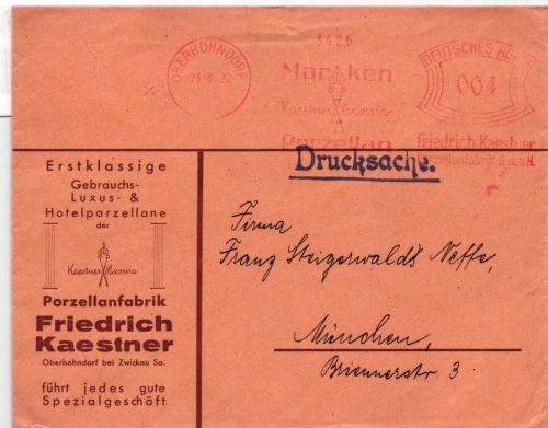 Deutsches Reich auf Brief Freistempler, Motiv Porzellan #KD242