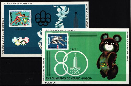 Bolivien Block 92 + 93 postfrisch Olympia 1980 Moskau #KE678