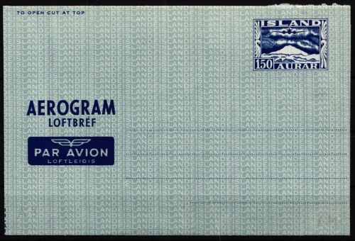 Island Aerogram LF 3 I ungebraucht, oben links beschädigt #KE298